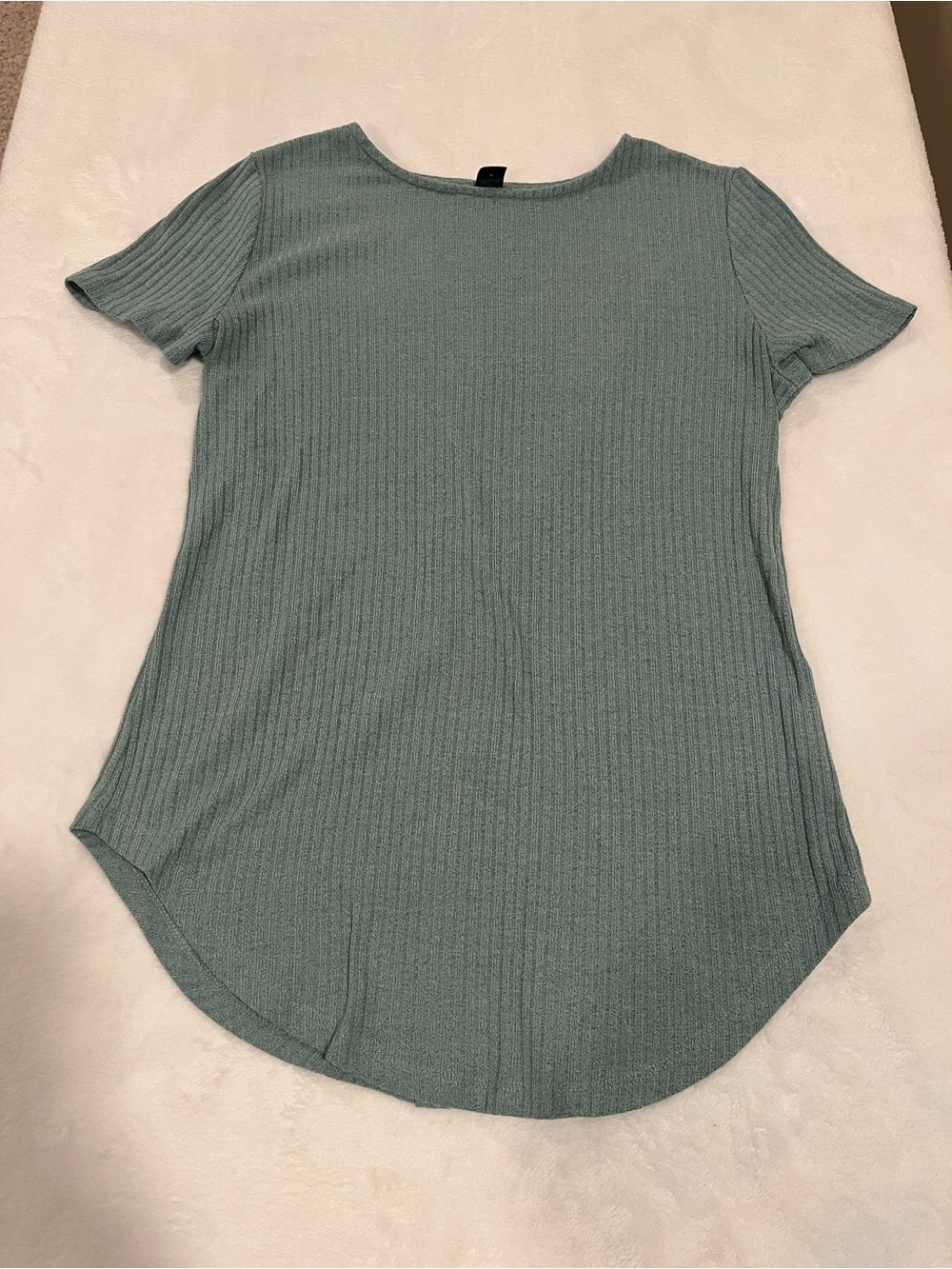 SHEIN Ribbed Button-Back Short Sleeve Top - Medium